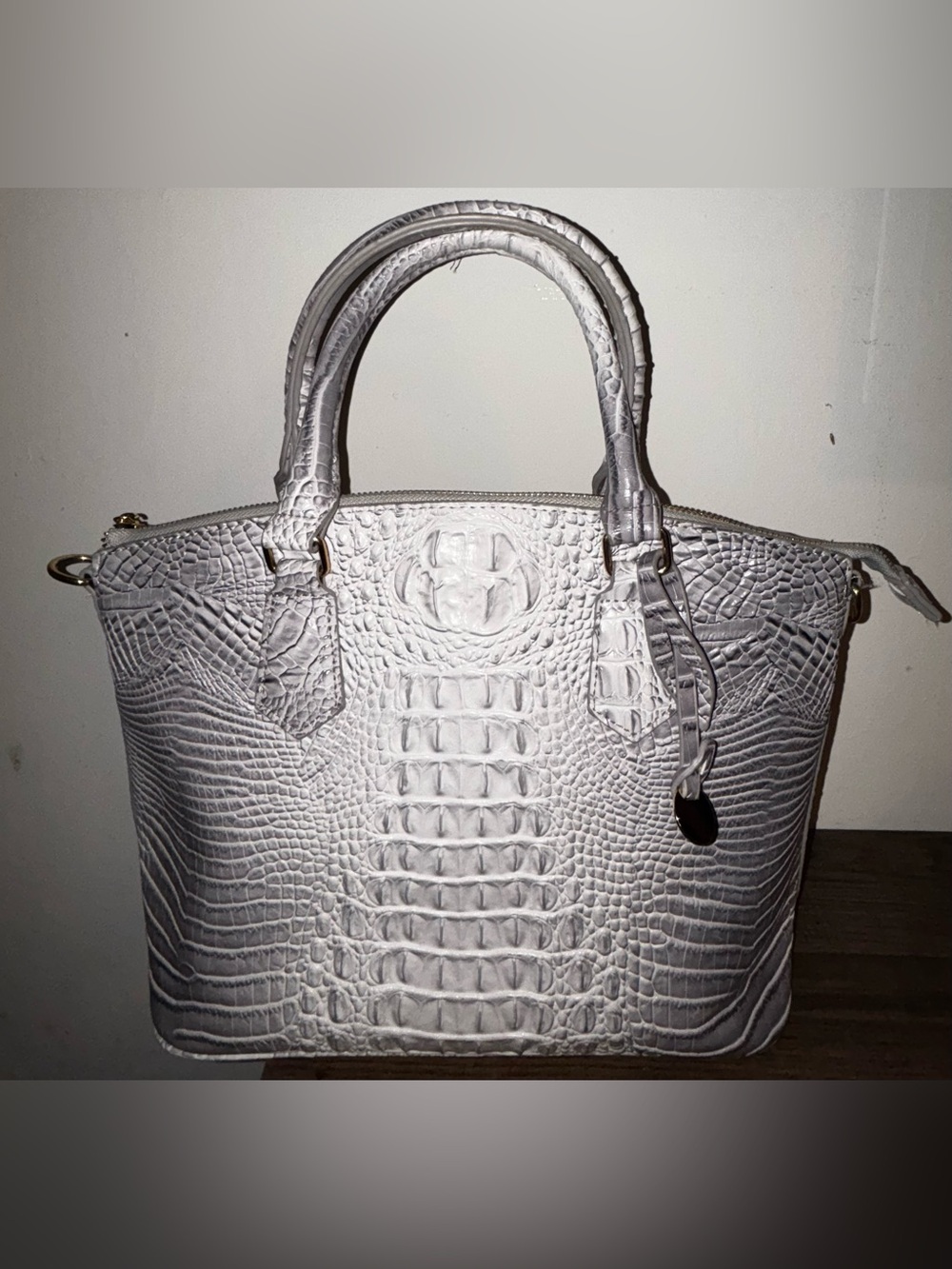 White Croc-Embossed Women’s Tote Bag